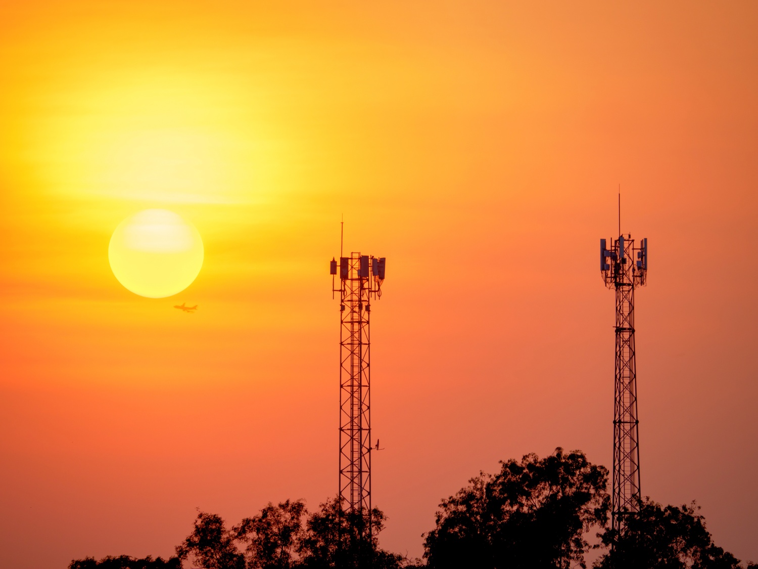 sunset on cellular towers wireless