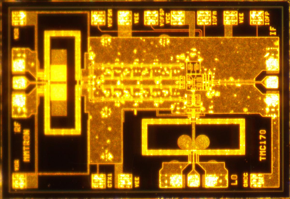 Mixer converts 20 GHz to 80 GHz frequencies down to IF